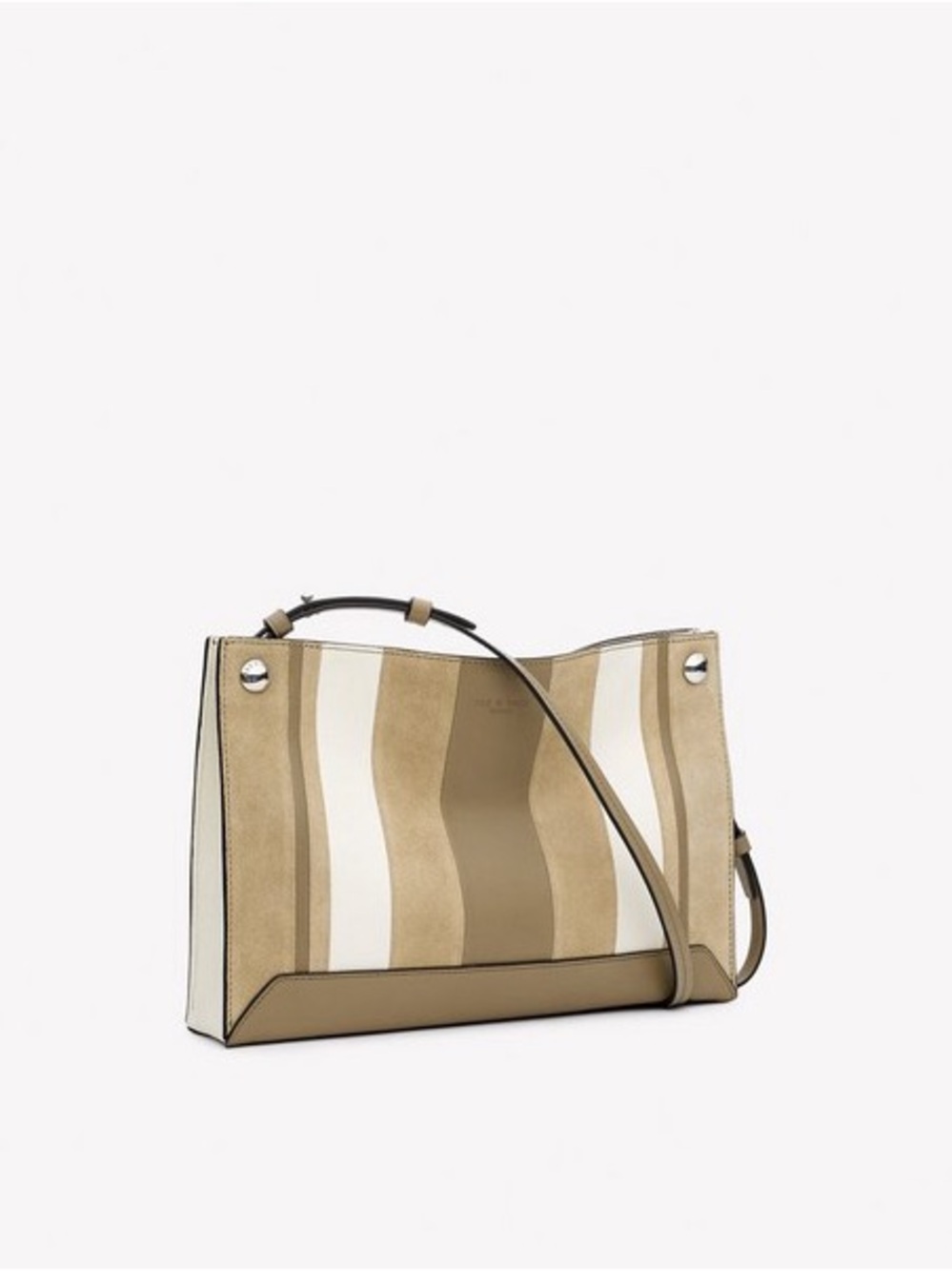 Rag & Bone Beige Suede Stripe Compass Crossbody Bag